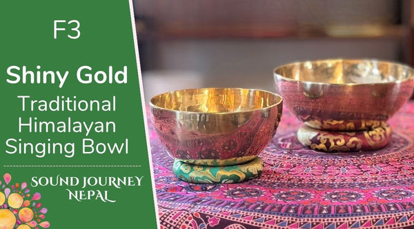 F3 Shiny Gold Traditional Himalayan Singing Bowls